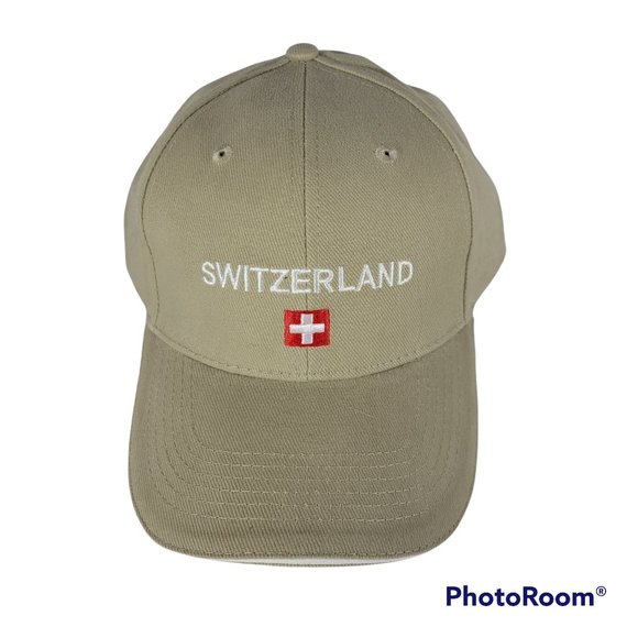 Alberto SA Other - Alberto SA Switzerland Tan White Red Cotton Embroidered Baseball Cap Hat (M/L)